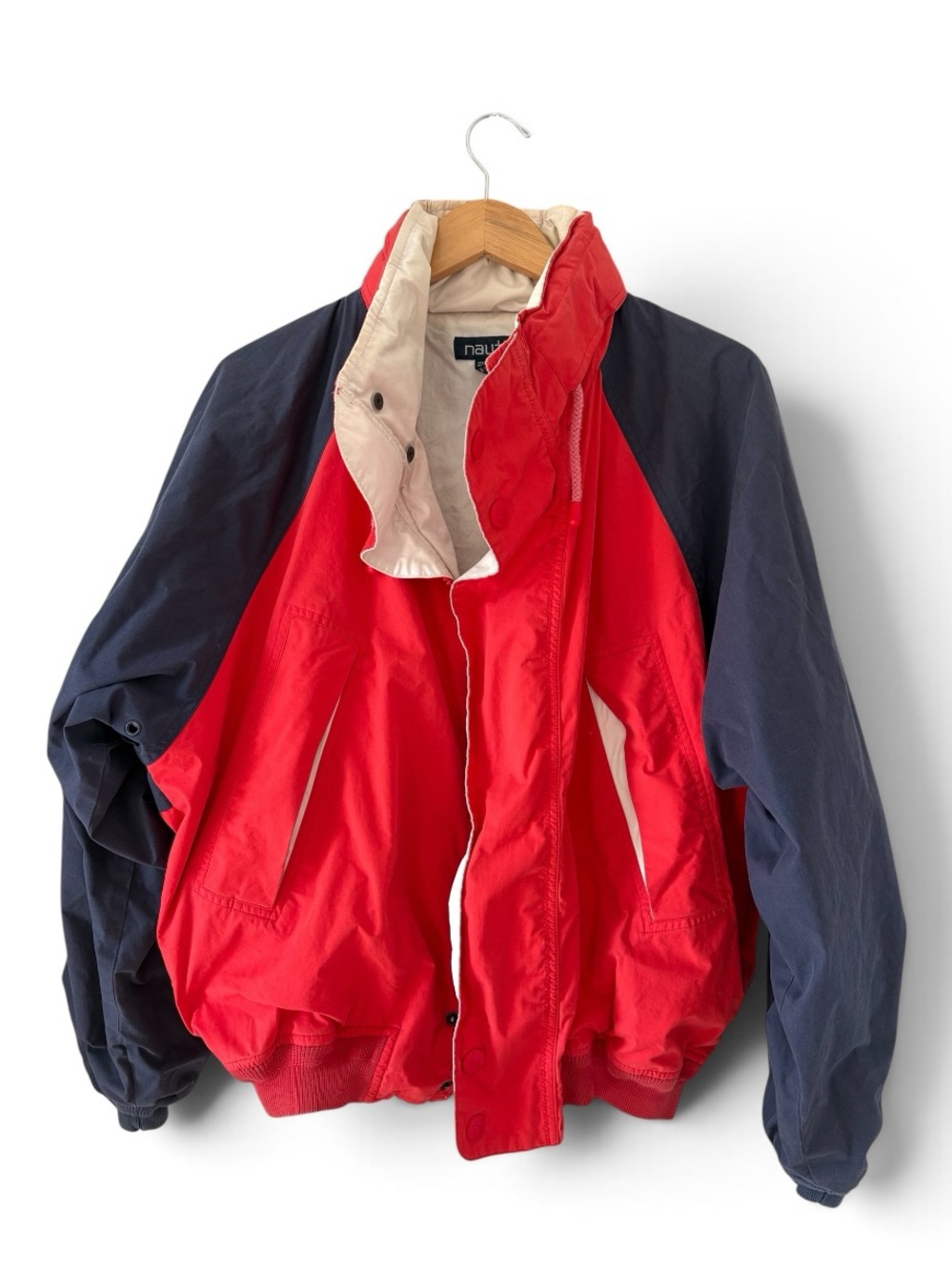 Vintage 90s Nautica Sailing Jacket Red Navy Windbreaker Large